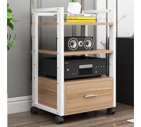 Support de tourne-disque réglable en hauteur avec roulettes - Meuble stéréo d'angle à 3 niveaux pour projecteurs, téléviseurs, routeurs, haut-parleurs - Solution de stockage multimédia polyvalente
