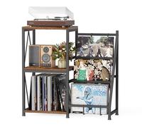 Support de tourne-disque - Table d'appoint à 3 niveaux avec rangement de disques vinyles pour platine dans le salon