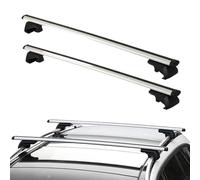 Support De Transport Galeries De Toit Barres Toit Universelles pour Voiture avec Garde-Corps Surélevés 2 Pièces Tige Supérieure Transversale, Arcs en Alliage D'aluminium, Longueur 130cm(Blanc)