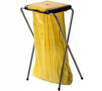 Kadax – Support pour tri des ordures – Robuste avec couvercle plastique – Simple, jaune