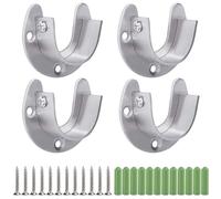 Support de Tringle à Penderie en Acier Inoxydable, 4 Pièces Support de Tringle à Rideaux en Forme de U, Douilles de Tube Rond Robuste avec Vis (32mm)