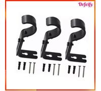 Support de tringle à rideau - AKOZON - Pack 3 - Fer robuste - Réglable - Noir