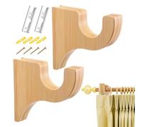 Support De Tringle À Rideau Fenêtre En Bois - Lot De 2 | Supports De Tringle À Rideaux Pour La Maison, La Chambre À Coucher Et Le Placard, Montés Au Plafond Et Au Mur, Douche Et Chambre, Marron, Paque
