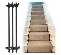 Support de tringle à tapis d'escalier en métal noir - Sécurisez vos tapis avec un style minimaliste et une sécurité(12 Pcs,L36in/91cm)