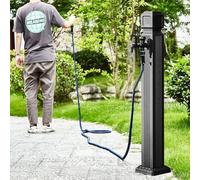 Support de tuyau autoportant en acier inoxydable avec tuyau haute pression de 15 m pour jardin, colonne d'eau verticale, fontaine antigel pour fontaine pour irrigation, fontaine d'eau de 111,8 cm