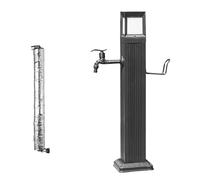 Support de tuyau d'arrosage autoportant avec robinet, distributeur d'eau extérieur antigel avec isolation, colonne d'eau avec éclairage LED solaire 4 couleurs, luminaire de jardin