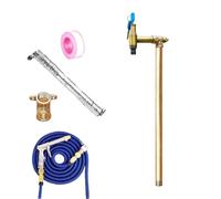 Support de tuyau d'arrosage avec robinet, colonne d'eau décorative en cuivre avec pistolet pulvérisateur, bouche d'arrivée verticale résistante au gel, pour arrière-cour et pelouse (doré, 1100 cm)