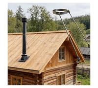 Support de Tuyau de Cheminée Système de tuyaux de poêle robuste, coupe-vent et stable à la neige, support de cheminée, support de toit, attelle de sécurité en acier inoxydable(5.5in/140mm)