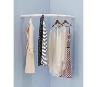 Support de tuyau de tige de garde-robe d'angle incurvé de tige de placard, organisateur de barre suspendue de vêtements de salle de bains de vestiaire d'économie d'espace(White,50x50cm)