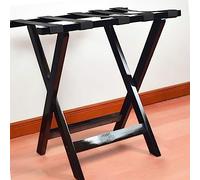Support de Valise avec étagère, Porte-Bagages, Support de Sac à Dos Pliable Noir à 2 Niveaux, Support de Rangement Professionnel en Bois Massif pour hôtel, étagère de ran