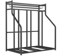 Support de vélo - SPORTNOW - 3 vélos - avec panier supérieur et 4 crochets S réglables - en acier - noir