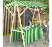 Support de vente pliable portable avec auvent rayé pour affichage de marchés et de nourriture de rue