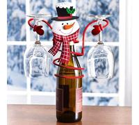 Support de verre à vin de Noël, Père Noël, bonhomme de neige, support de bouteille de vin sur le thème de Noël pour bar, maison, présentoir d'armoire, support de bouteille de vin (B)