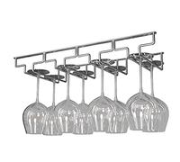 Support de verre à vin en acier inoxydable à suspendre sous l'armoire pour cuisine, bar, restaurant - Choisissez 3, 4, 5 ou 6 rangées - Installation facile avec vis