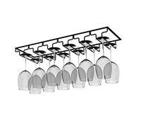 Support de Verre à Vin en Métal 6 Rails, Porte-Verres Suspendu pour Cuisine de Bar (Noir)