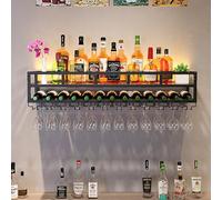 Support de verre à vin réglable à suspendre - Rangement au plafond rustique pour différents gobelets, étagère murale moderne pour bouteilles d'alcool, support de verre à vin en métal