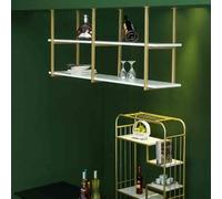 Support de verre à vin - Support de plafond - Support de plante double couche en fer forgé à suspendre au mur style rétro, étagère flottante pour bouteilles de vin