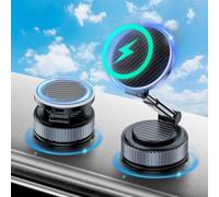 Support de voiture 15 W avec fonction de charge, rotatif à 360° et pliable, chargeur sans fil pour iPhone, support magnétique pour téléphone portable avec ventouse sous vide (évolutif)