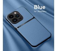 Support De Voiture Magnétique En Cuir Pour Magsafe,Étui De Téléphone Pour Iphone 16 15,14,13,12,Pro Max,11,Luxe,256,Antichoc,Lentille,Housse De Protection.Bleu.For Iphone 11