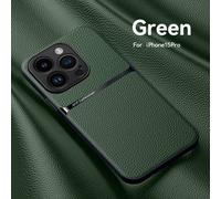 Support De Voiture Magnétique En Cuir Pour Magsafe,Étui De Téléphone Pour Iphone 16 15,14,13,12,Pro Max,11,Luxe,256,Antichoc,Lentille,Housse De Protection.Green.For Iphone 11