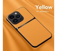 Support De Voiture Magnétique En Cuir Pour Magsafe,Étui De Téléphone Pour Iphone 16 15,14,13,12,Pro Max,11,Luxe,256,Antichoc,Lentille,Housse De Protection.Yellow.For Iphone 11