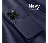 Support De Voiture Magnétique En Cuir Pour Magsafe,Étui De Téléphone Pour Iphone 16 15,14,13,12,Pro Max,11,Luxe,256,Antichoc,Lentille,Housse De Protection.Bleu Foncé.For Iphone 11