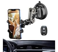 Support de voiture pour photographie - Support réglable à 360 ° avec base à ventouse anti-tremblement - Support de téléphone universel pour tableau de bord ou pare-brise, idéal pour l'enregistrement