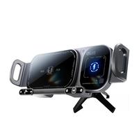 Support de voiture rotatif sans fil - Charge rapide 15 W 2 en 1 - Support de téléphone rotatif à 360 ° à un bouton, verrouillage par gravité pour iPhone et Samsung, support magnétique universel pour