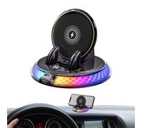 Support de voiture - Support rotatif à 360 ° - Indicateur lumineux | Support de chargeur de voiture sans fil rotatif à 360 degrés avec tableau de bord RVB, camion, conducteur automobile