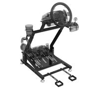 Support de volant de course, support de volant réglable, support de course pliable avec tasse et support pour casque compatible avec Logitech G920 G29 G27 G25 compatible avec Thrustmaster T248X T248