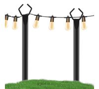 Support d'éclairage de patio - Chaîne Light Poles Yard Armture, Support en métal extérieur durable | Construction robuste avec base stable, support décoratif parfait pour le jardin événement de
