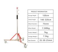 Support d'éclairage en acier inoxydable, hauteur réglable de 140 à 320cm, mobile avec des roulettes à 360°, SH-DJ-ZXDJ-320 est traduit en français par SH-DJ-ZXDJ-320