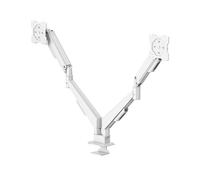 Support d'écran, 2 moniteurs, vérin gaz, ent. mobile, 17" - 35", blanc