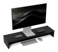 Support d'écran d'ordinateur - HOMCOM - 100L cm - deux compartiments - pour le bureau à domicile - noir