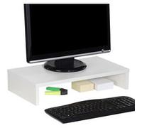 Support d'écran d'ordinateur MONITOR, réhausseur pour moniteur avec tablette de séparation, longueur 50 cm, en mélaminé blanc mat