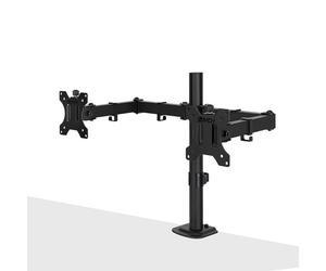 Support d'écran double fixe et ajustable - Noir
