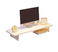 Support D'écran en Bois avec Tiroir, Rehausseur D'écran et Support de Bureau - Organiseur de Bureau Multifonction pour PC, Imprimante, Ordinateur Portable(White,60cm/23.6in)