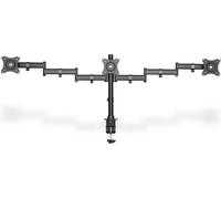 Support D'Écran - Pince De Table - 3 Écrans - Jusqu'À 27 Pouces - Jusqu'À 3X 8 Kg - Vesa 75X75, 100X100 - Noir