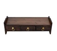 Support d'écran pour ordinateur, surélevé, non absorbant, pour étudier le bureau à la maison (noyer trois tiroirs avec dossier)