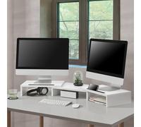 Support d'écran Vilppula Élévation d'écran 79x27x10,5cm Élévation d'écran avec support pour smartphone et longueur réglable Blanc