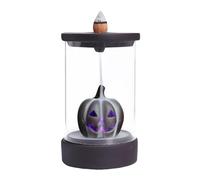 Support d'encens LED Backflow | Brûleur d'encens à refoulement d'Halloween | Fontaine brumeuse avec couvercle en verre | Citrouille festive, aromathérapie, décoration d'intérieur pour table de travail