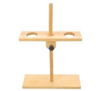Support D'entonnoirs en Bois à Deux Trous, Hauteur Réglable, Beige | Base Antidérapante Stable, Maintien Simultané de Deux Instruments, pour Flacons et Démonstrations Scolaires en Classe