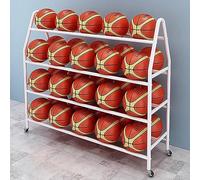 Support d'entraînement de Basket-Ball, Chariot de Rangement à roulettes à 4 Niveaux pour Ballons, Support de Rangement pour équipement de Volley-Ball, Football (doré 120 x 38 x 112 cm), doré