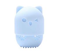 Support d'éponge de maquillage 1PC Fondation en forme de chat Fondation Sponge Protection Case de transport Silicone Beauty Blender Titulaire Capsule Cosmétique Sponge Séchage Rack (Bleu)