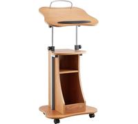 Support d'estrade VEVOR Pupitre d'orateur en bois (1,1 m), bureau portable pour ordinateur portable avec roues verrouillables & large surface de lecture & zone de rangement ouverte, réglable en hauteu
