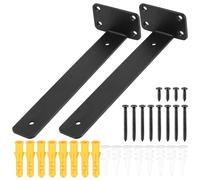 Support d'étagère, 2 Pcs Support d'étagère flottant invisible, Supports Etagère murale (noir, 250mm)