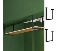 Support d'étagère à fixer au plafond (sans planche), supports d'étagère flottants robustes 30 cm x 30 cm avec vis, support d'étagère suspendu en métal(Black,2 Pack)