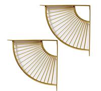 Support D'étagère en Fer 2 PCS Triangle en Forme D'éventail Doré Support en Métal Flottant Équerres Murales Angle de 90 Degrés Support D'angle de Rayonnage Suspendus pour Décoration(30cm)
