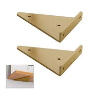 Support D'étagère en Triangle en Métal Flottant,Equerre Etagere Mural Aveugles Dissimulés,Chambre À Coucher Salon Salle de Bain Bricolage Décoration Support,2 Pièces (14x13cm/5.5x5.1in,Golden)