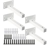 Support D'étagère Mural, Lot De 4 Supports D'étagère, Blanc Noir, 15cm 20 30 40 Cm, Heavy Duty Fixation Etagere Murale Flottant Rétro Supports Plateaux En Métal Pour Montage Mural ( Color : White , Si